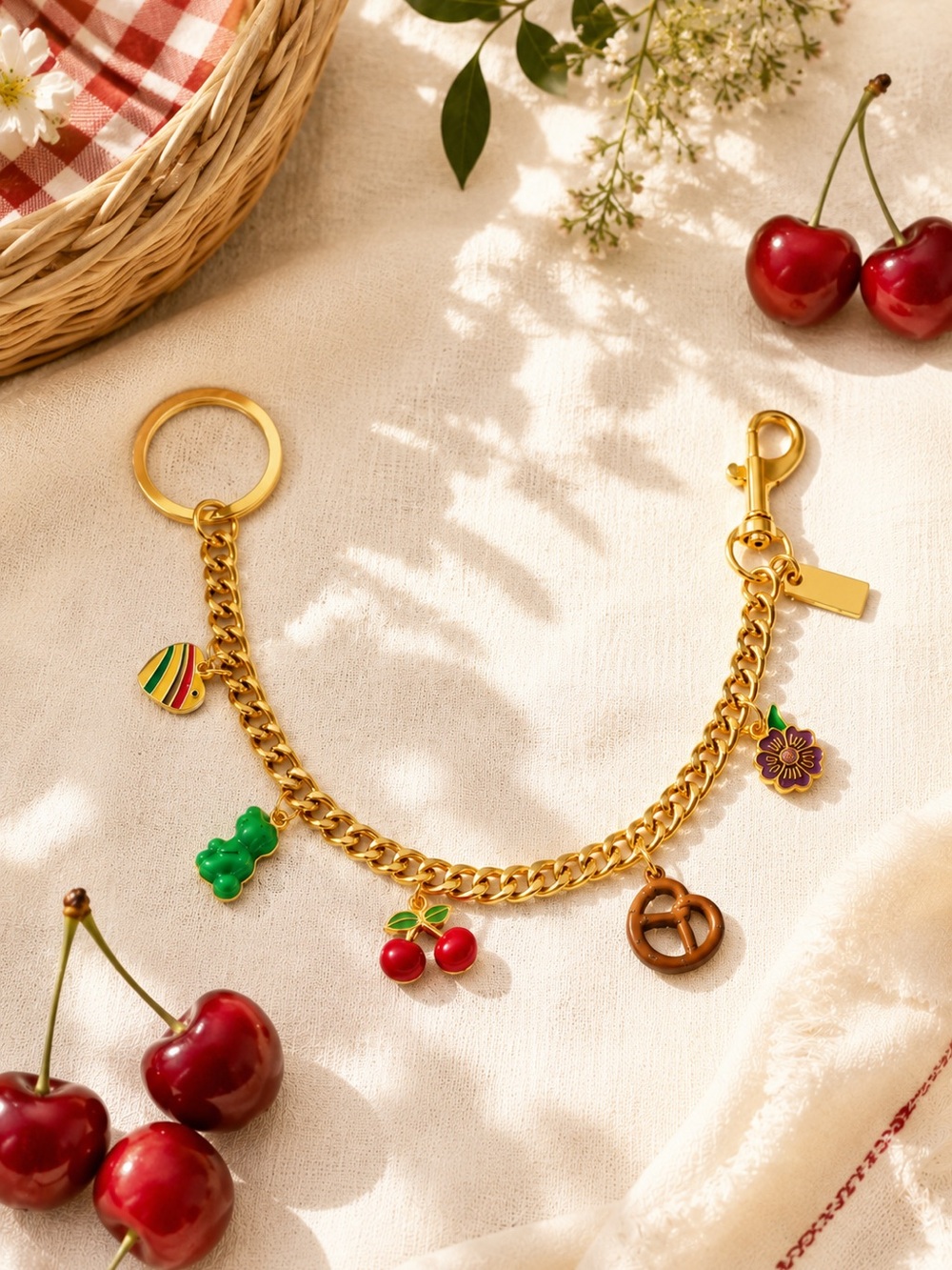 Iconic Motif Purse Chain | Tea Rose, Rexy, Cherries & Pretzel Handbag Charm